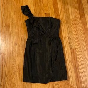 Milly one shoulder cocktail dress with ruffle